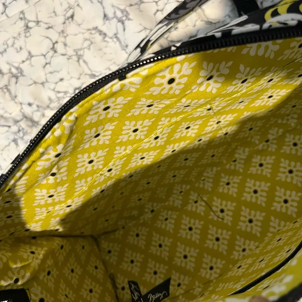 Vera Bradley Black, Yellow and White Floral Quilted Tote NWT
